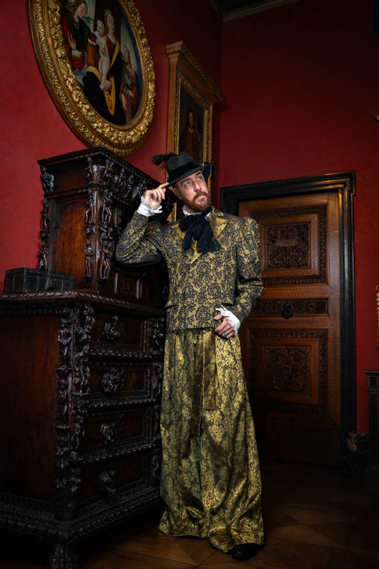 Principe di Salina – Completo damascato oro e nero in lana e seta | #AfterGattopardo