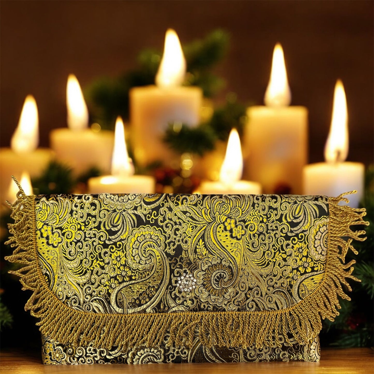 Pochette Gold Brocade – Festive Collection | JLAdore Couture