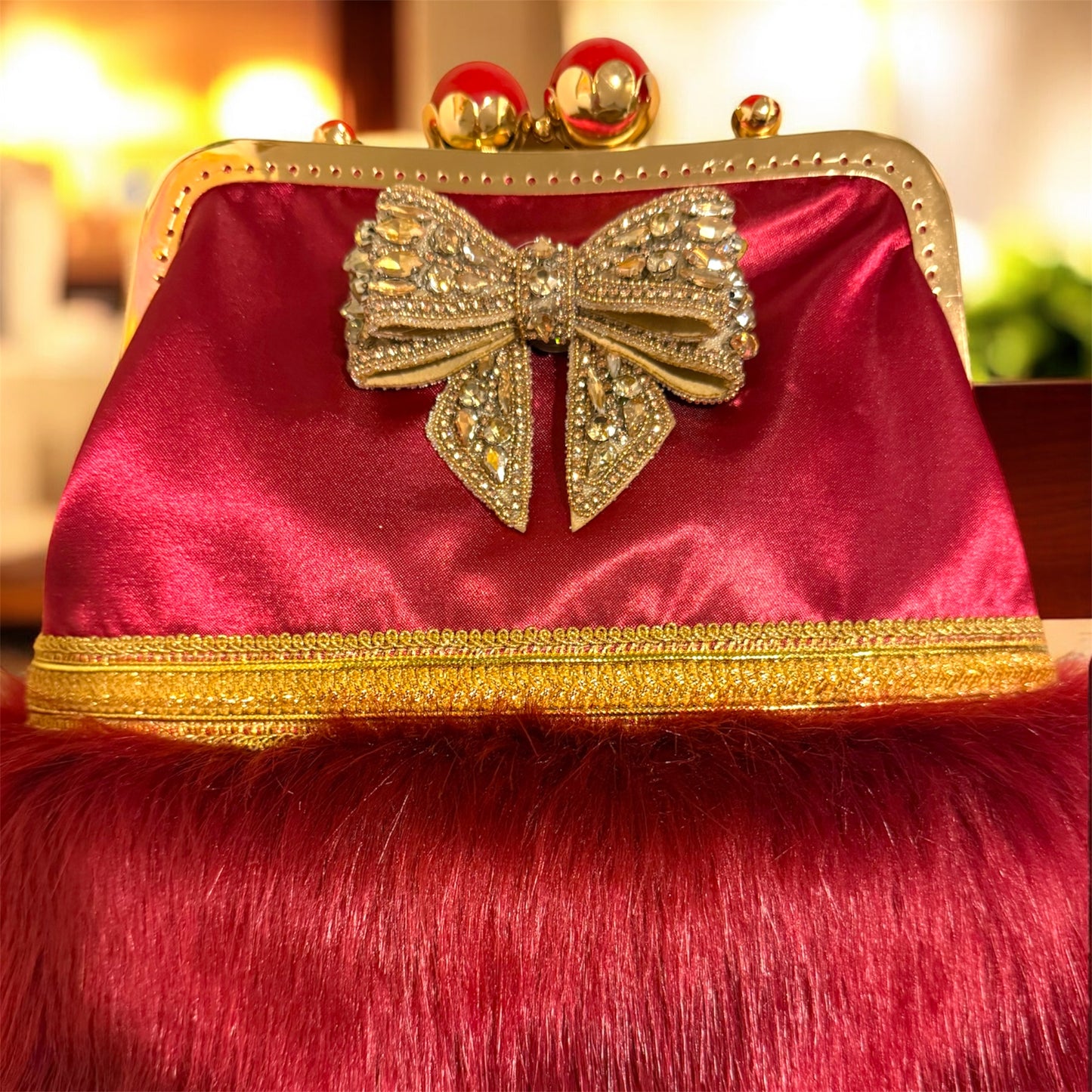 Borsa Clic-Clac Red Velvet Jewel – Festive Collection | JLAdore Couture