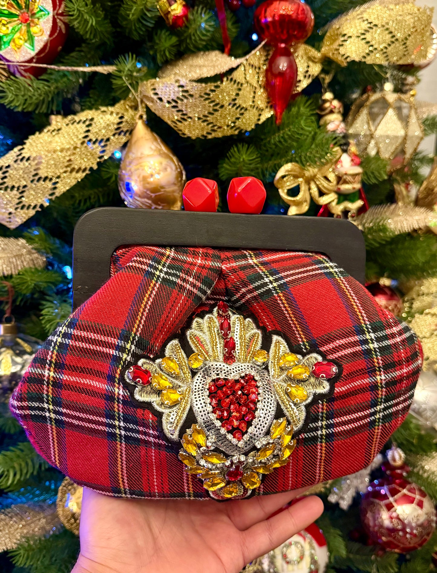 ClicClac bag Red Tartan – Festive Collection | JLAdore Couture