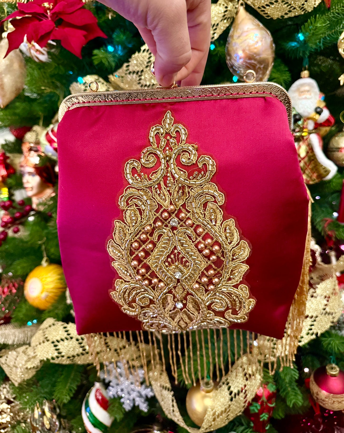 Clic Clac bag - Red and Gold Christmas- Festive Collection