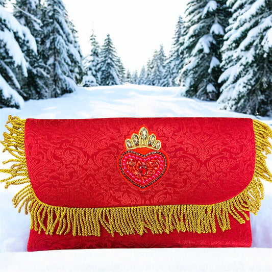 Pochette Red Brocade – Festive Collection | JLAdore Couture